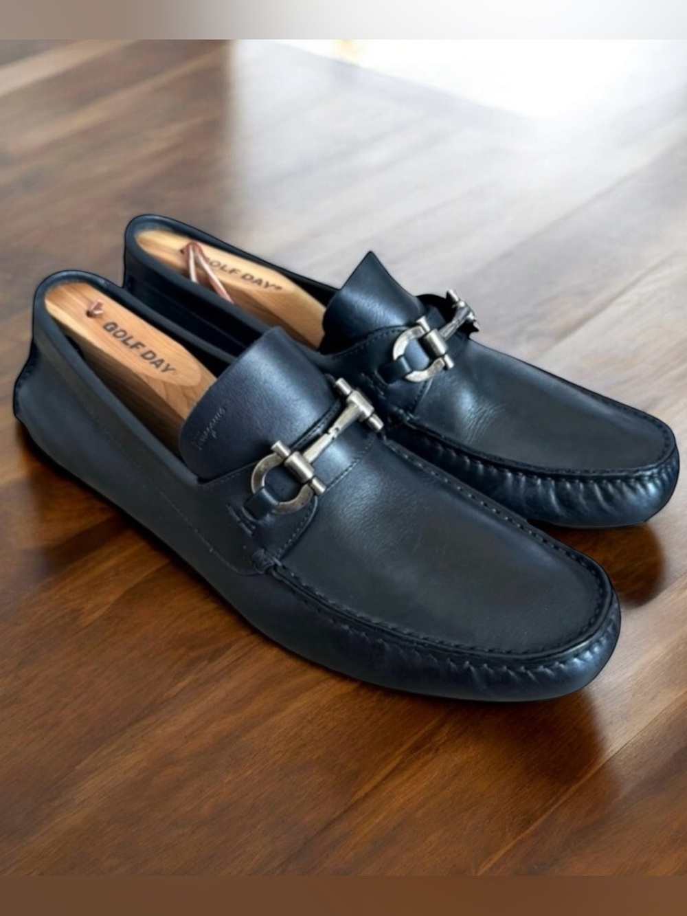 Salvatore Ferragamo Horsebit Loafers Black Driver Shoes Men’s